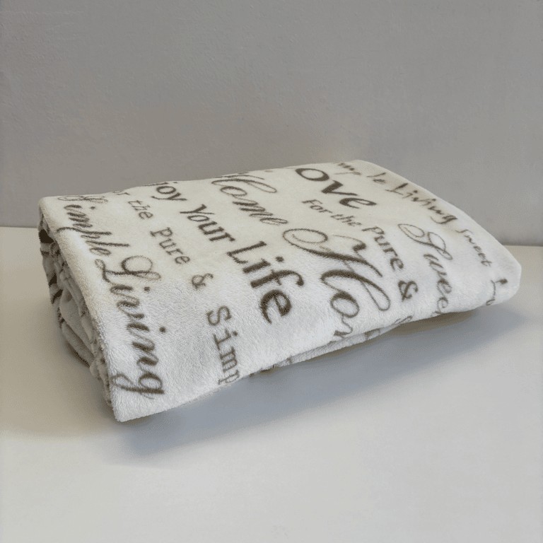 Plaid ciniglia panna con scritte beige