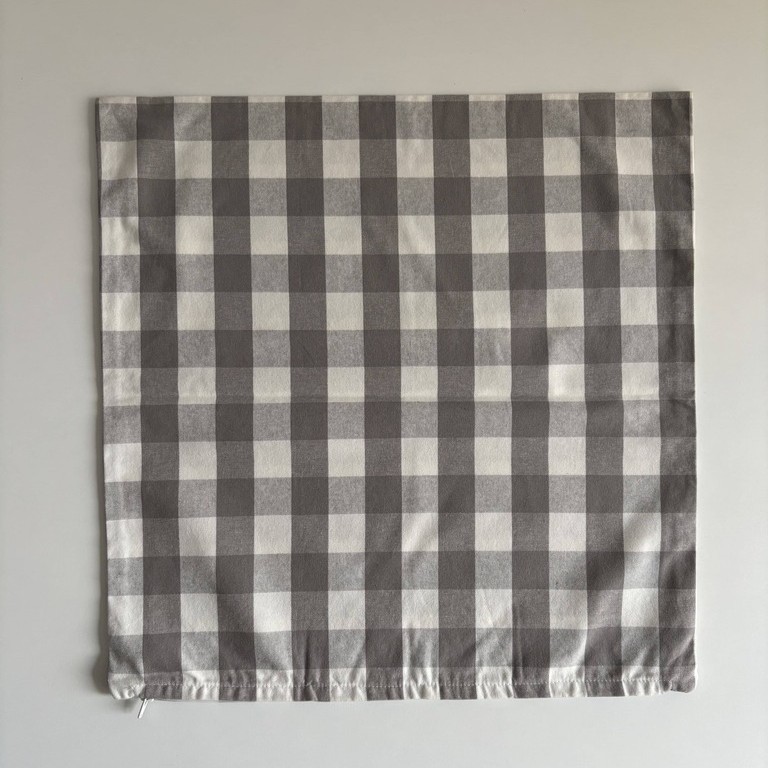 Federa cotone quadretti grigio