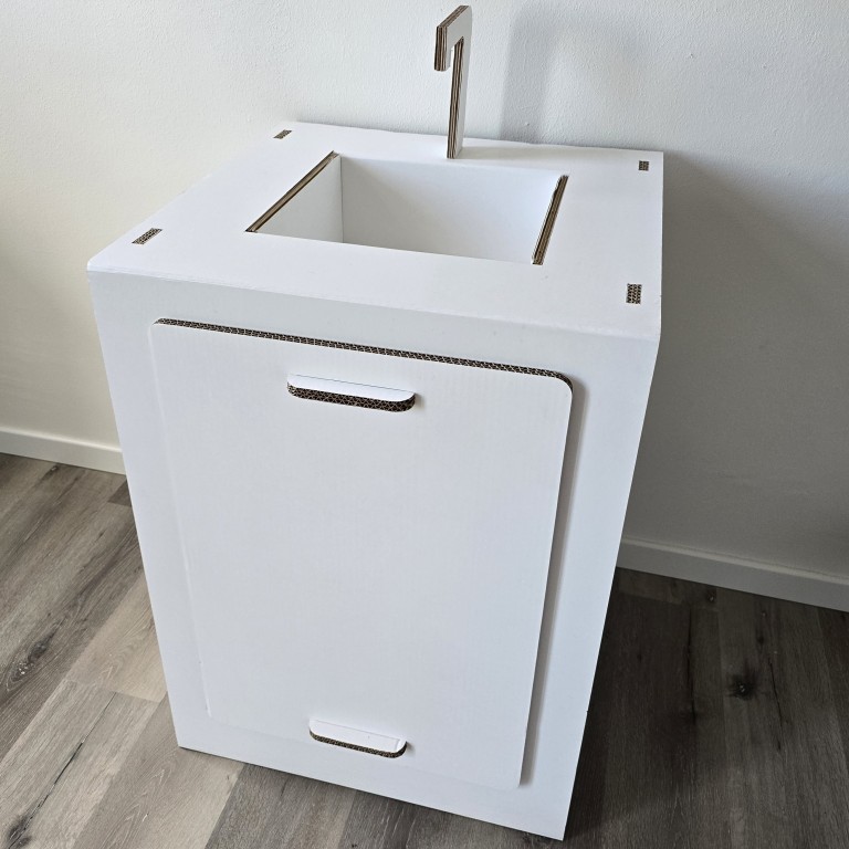 Base lavello cucina in cartone bianco