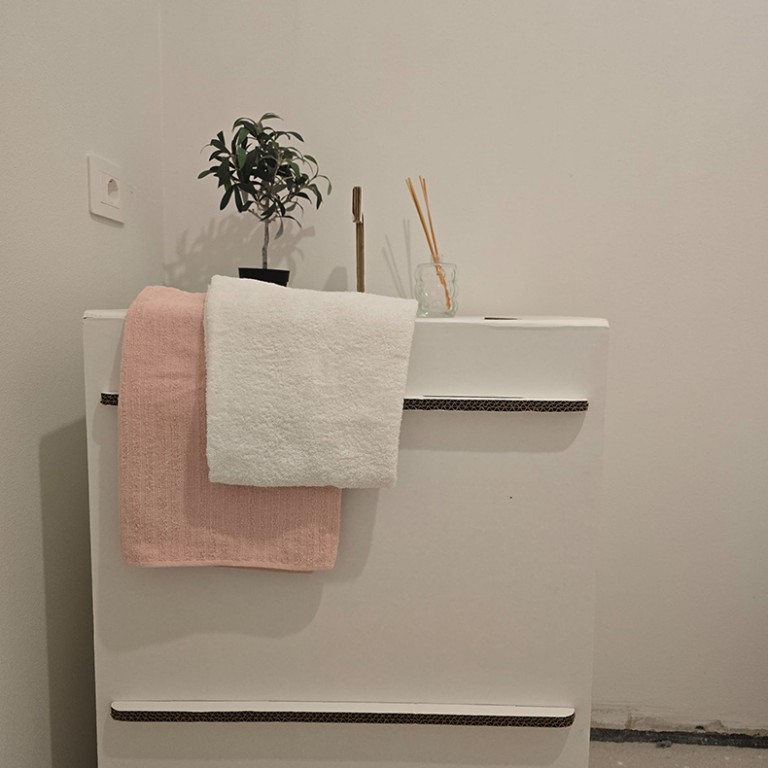 Lavandino bagno 60 in cartone 2 cassetti bianco