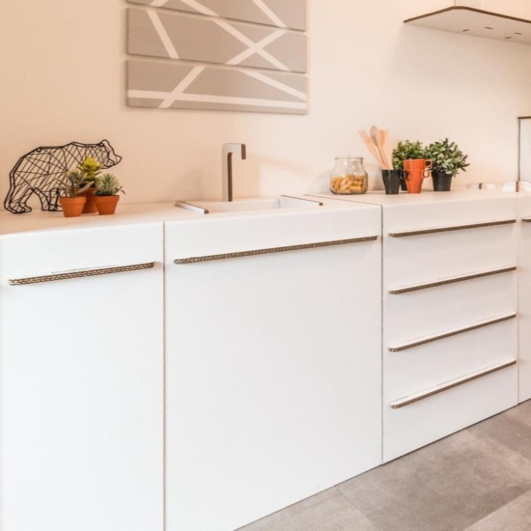 Base lavello cucina in cartone bianco
