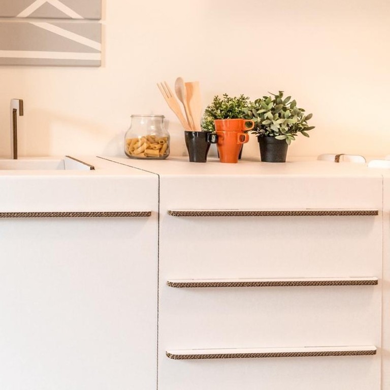 Base 60 cucina in cartone 4 maniglie bianco
