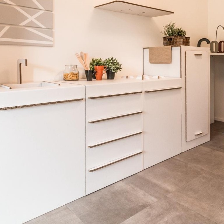 Base 60 cucina in cartone 4 maniglie bianco