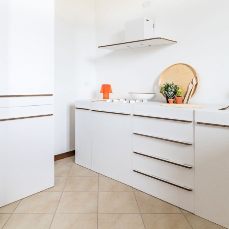 Base fornelli in cartone bianco - maniglia